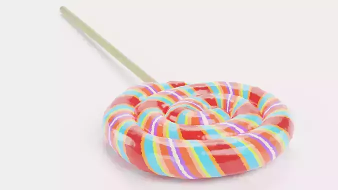 Lollipop V1 - Striped Swirl Pop Candy on Stick 3D model 5