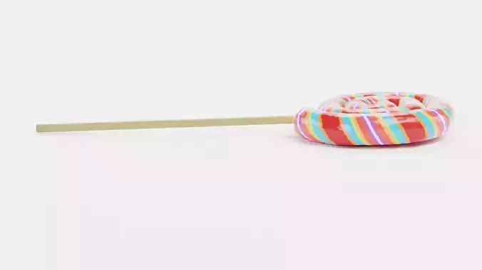 Lollipop V1 - Striped Swirl Pop Candy on Stick 3D model 6