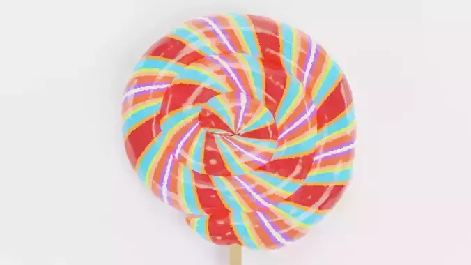 Lollipop V1 - Striped Swirl Pop Candy on Stick 3D model 7