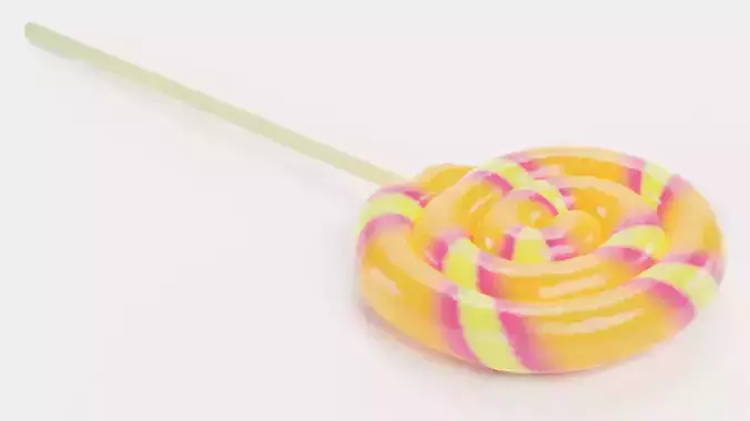 Lollipop V2 - Striped Swirl Pop Candy on Stick 3D model 5