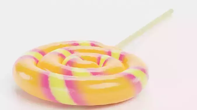 Lollipop V2 - Striped Swirl Pop Candy on Stick 3D model 4