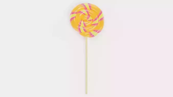 Lollipop V2 - Striped Swirl Pop Candy on Stick 3D model