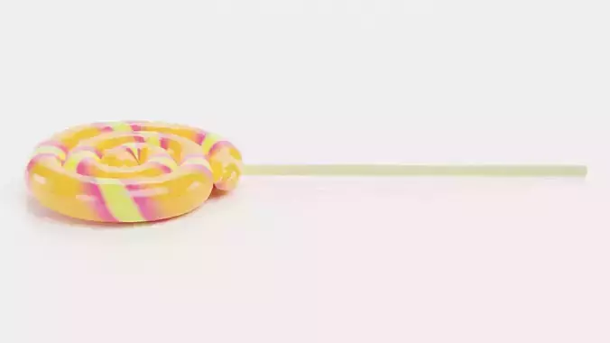 Lollipop V2 - Striped Swirl Pop Candy on Stick 3D model 3
