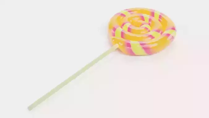 Lollipop V2 - Striped Swirl Pop Candy on Stick 3D model 6