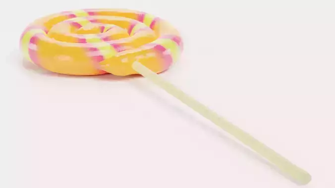 Lollipop V2 - Striped Swirl Pop Candy on Stick 3D model 2
