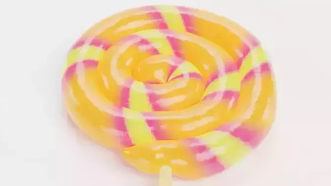Lollipop V2 - Striped Swirl Pop Candy on Stick 3D model 7