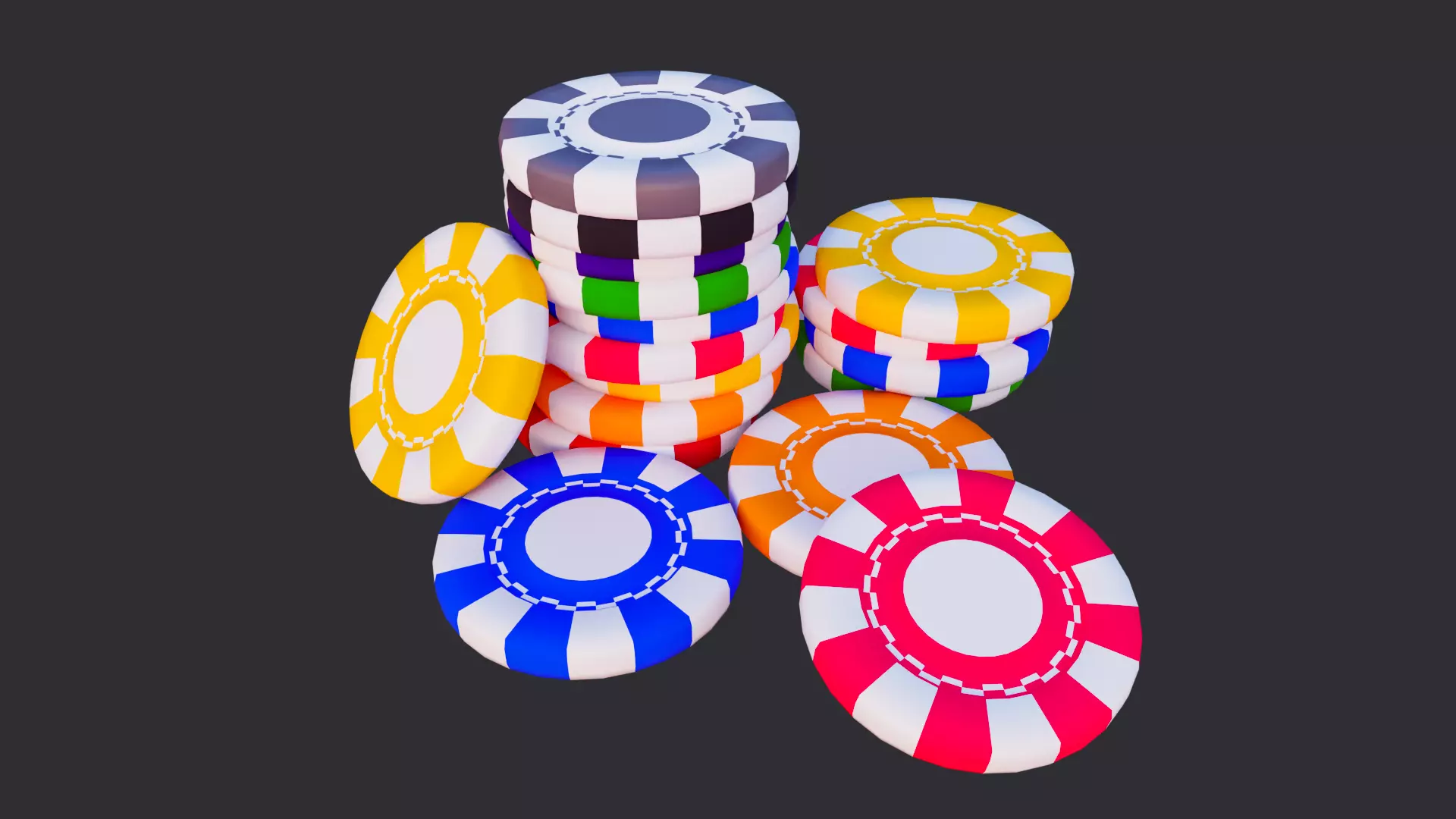 Low Poly Casino Chips 3D model