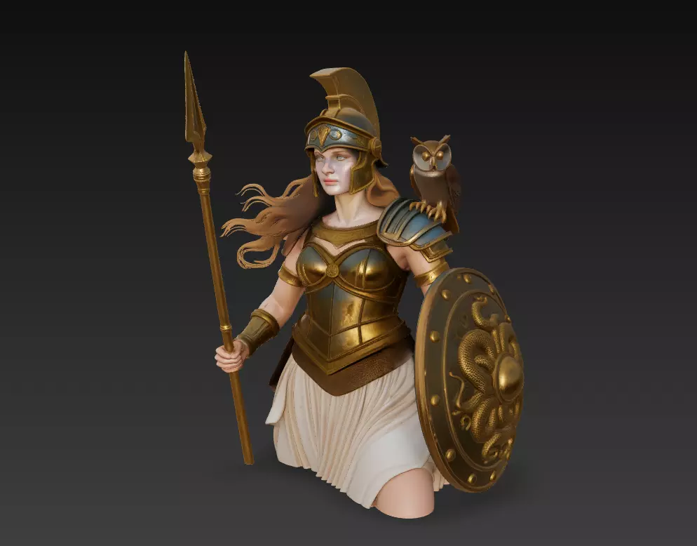 Athena - Divine Warrior of Wisdom 3D Model 3D print model_0