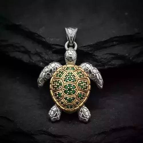 Turtle Pendant With Gems