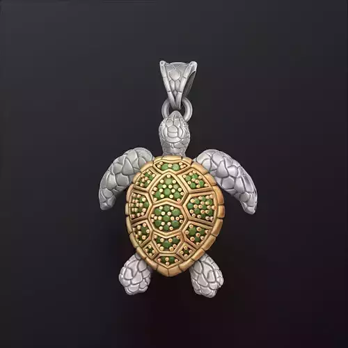Turtle Pendant With Gems