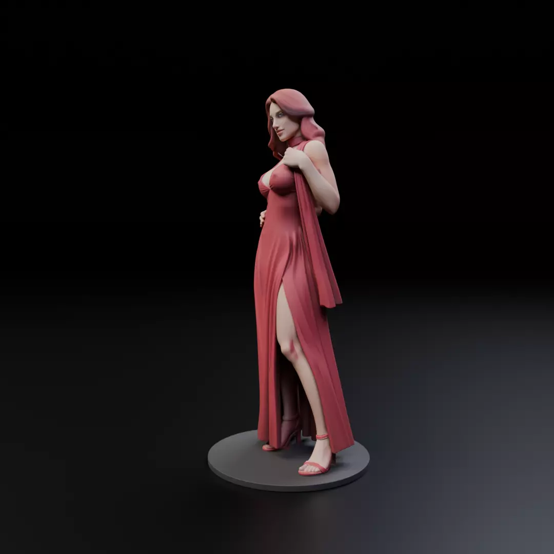 pin up woman dress model  3D print model_10