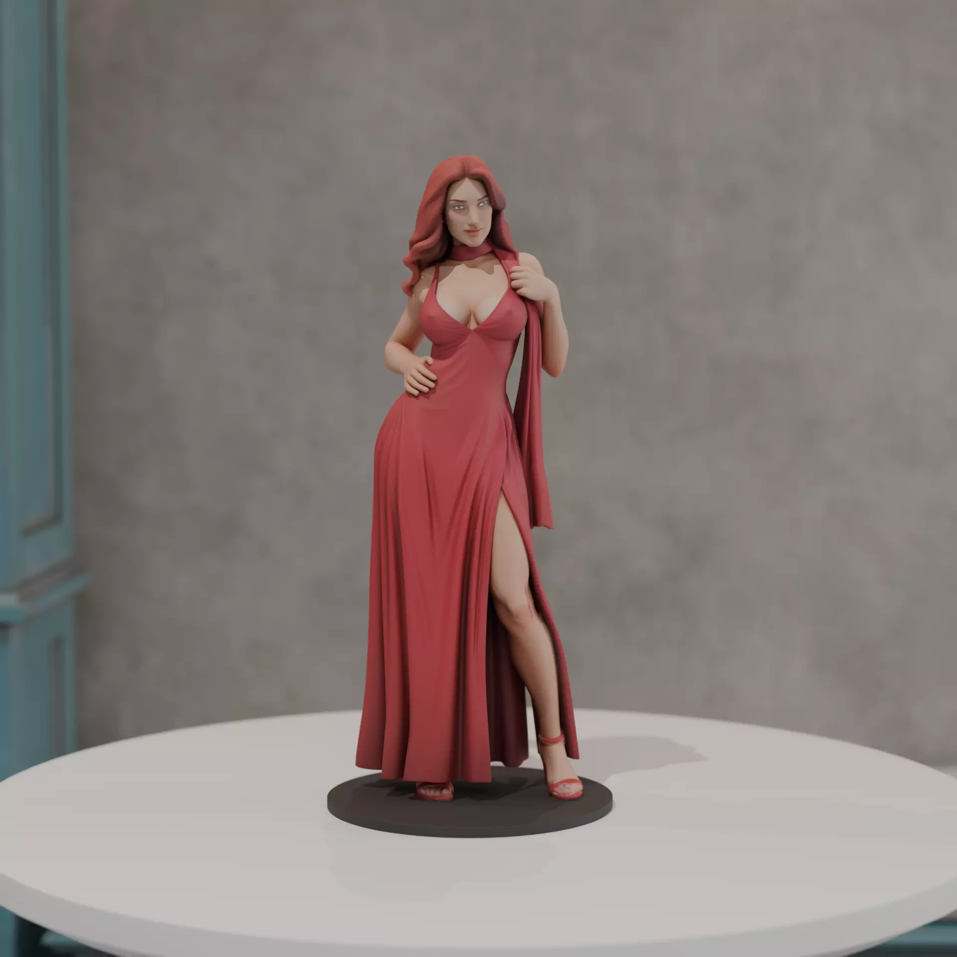 pin up woman dress model  3D print model_0