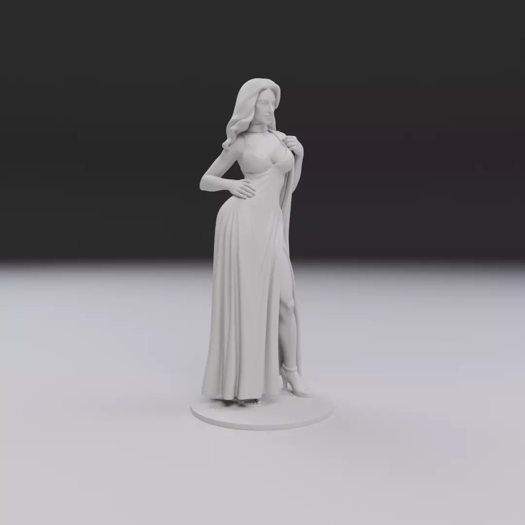 pin up woman dress model  3D print model_11