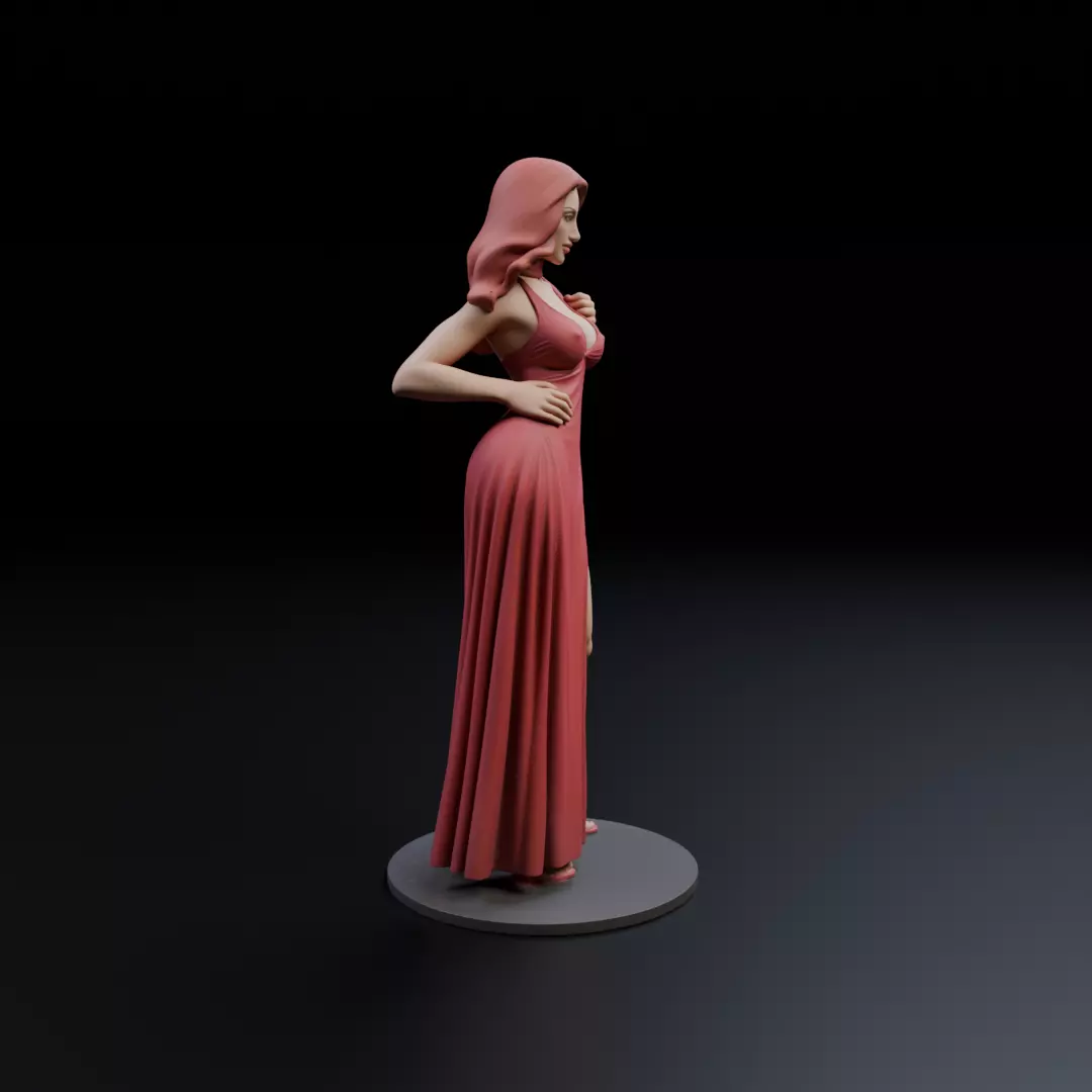 pin up woman dress model  3D print model_2