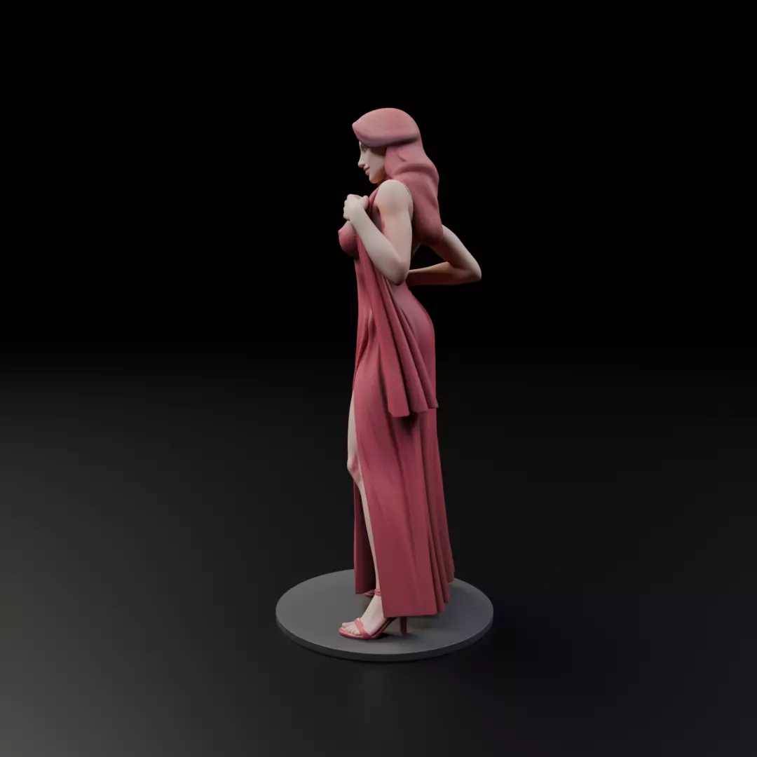pin up woman dress model  3D print model_4