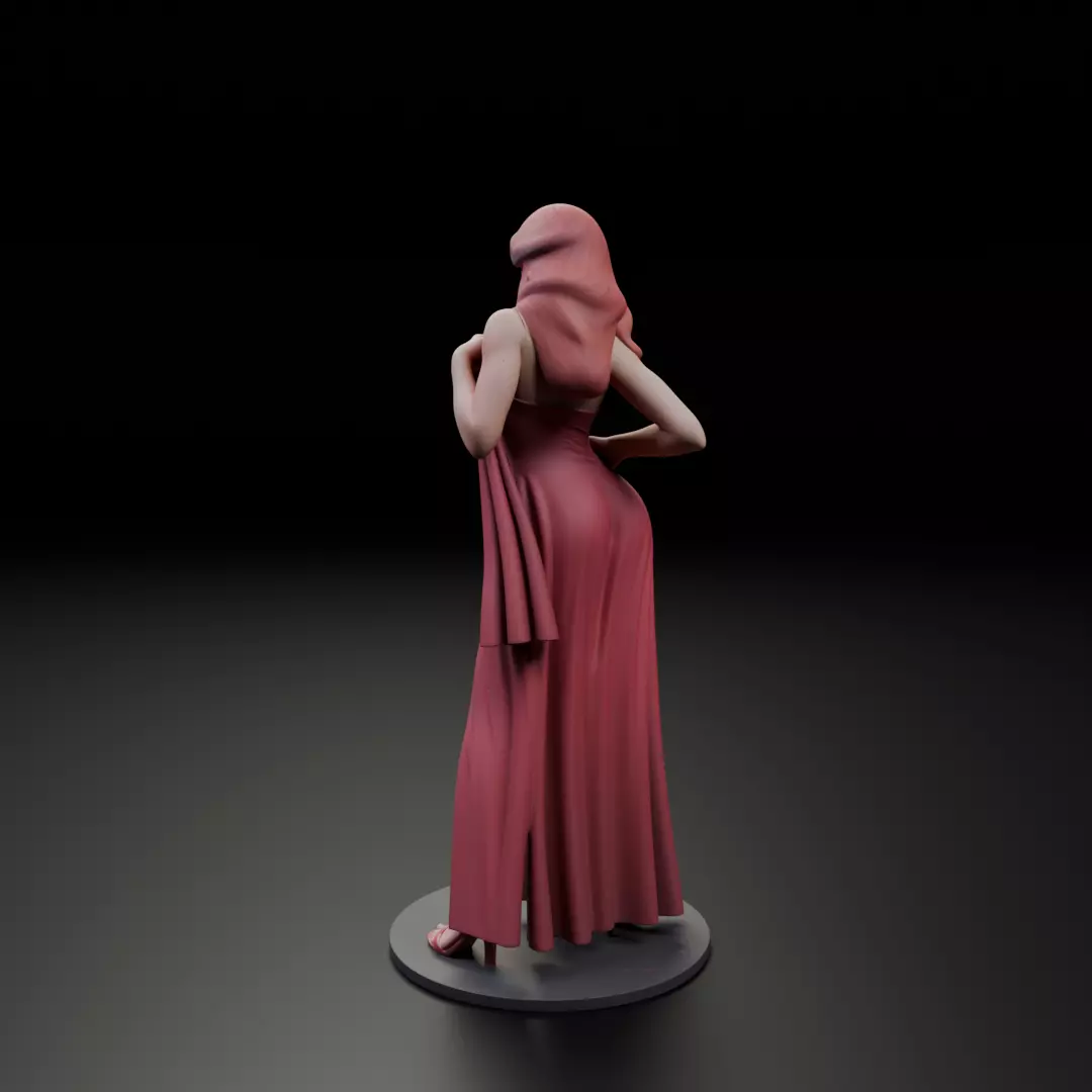pin up woman dress model  3D print model_8