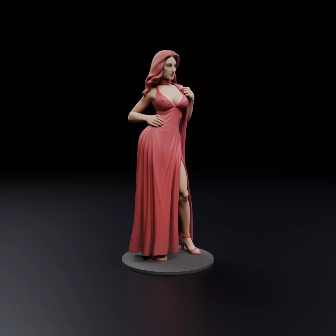 pin up woman dress model  3D print model_12