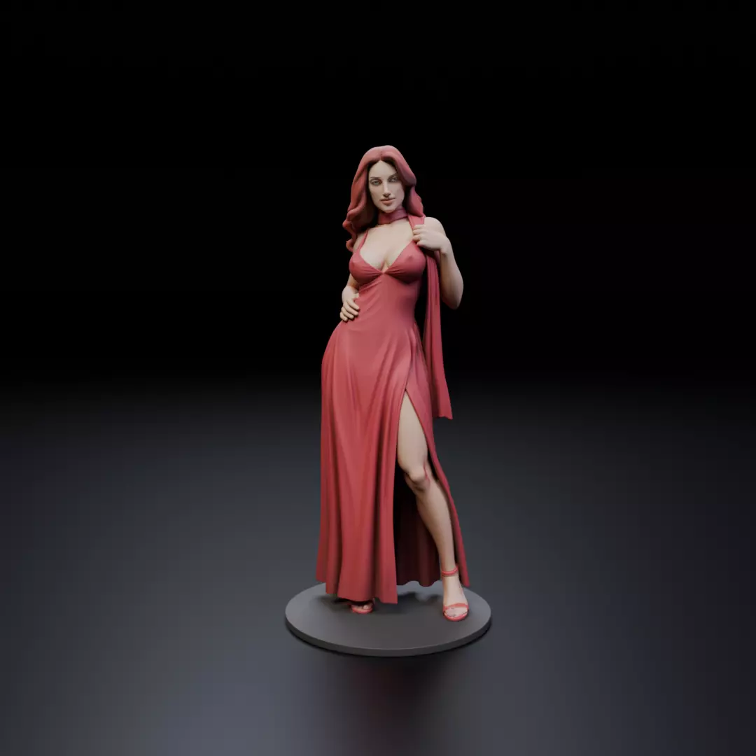 pin up woman dress model  3D print model_16