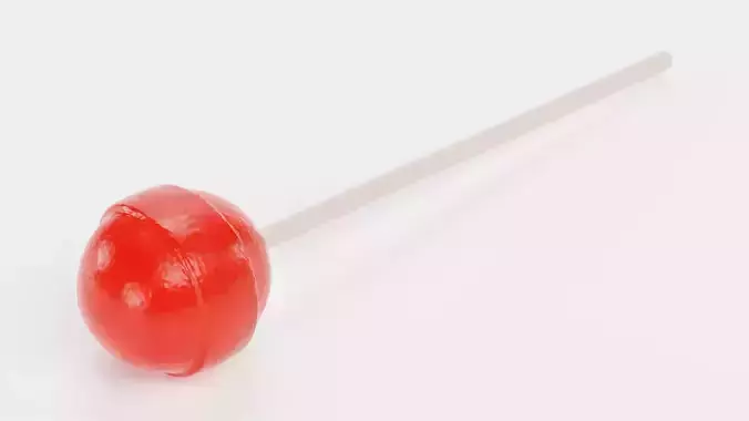 Lollipop V3 - Classic Round Hard Candy Pop on Stick 3D model 4