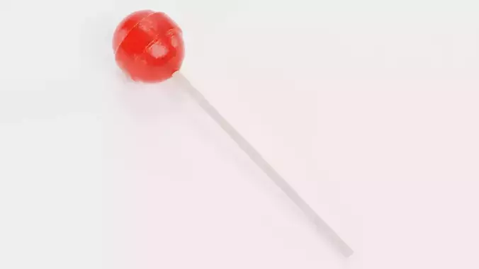 Lollipop V3 - Classic Round Hard Candy Pop on Stick 3D model 2