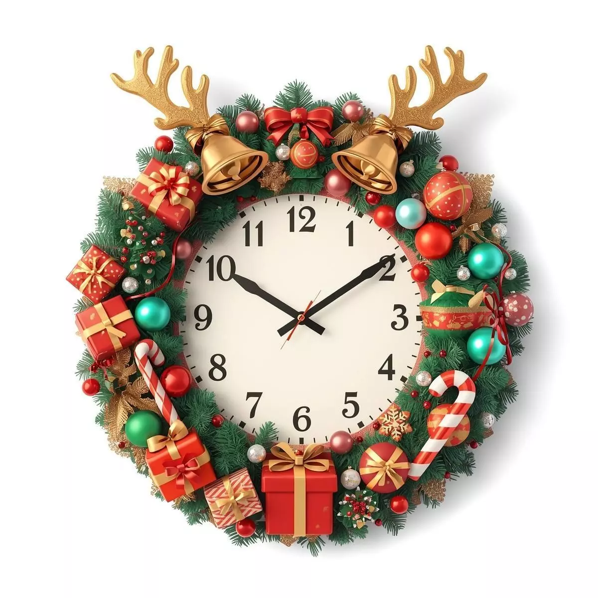Christmas Wreath Clock 3D Model Festive Holiday Decor 3D model_0