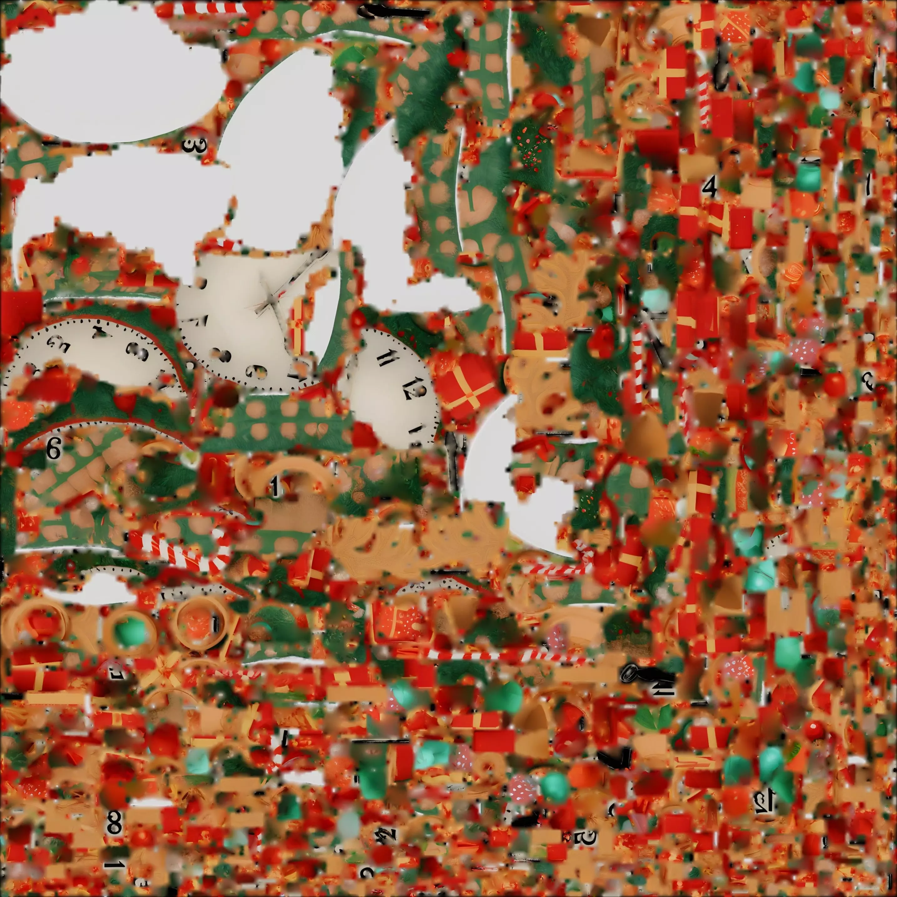 Christmas Wreath Clock 3D Model Festive Holiday Decor 3D model_1