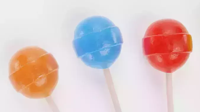 Lollipops Round - 6 Assorted Color Variants of Candy on Sticks 3D model 7