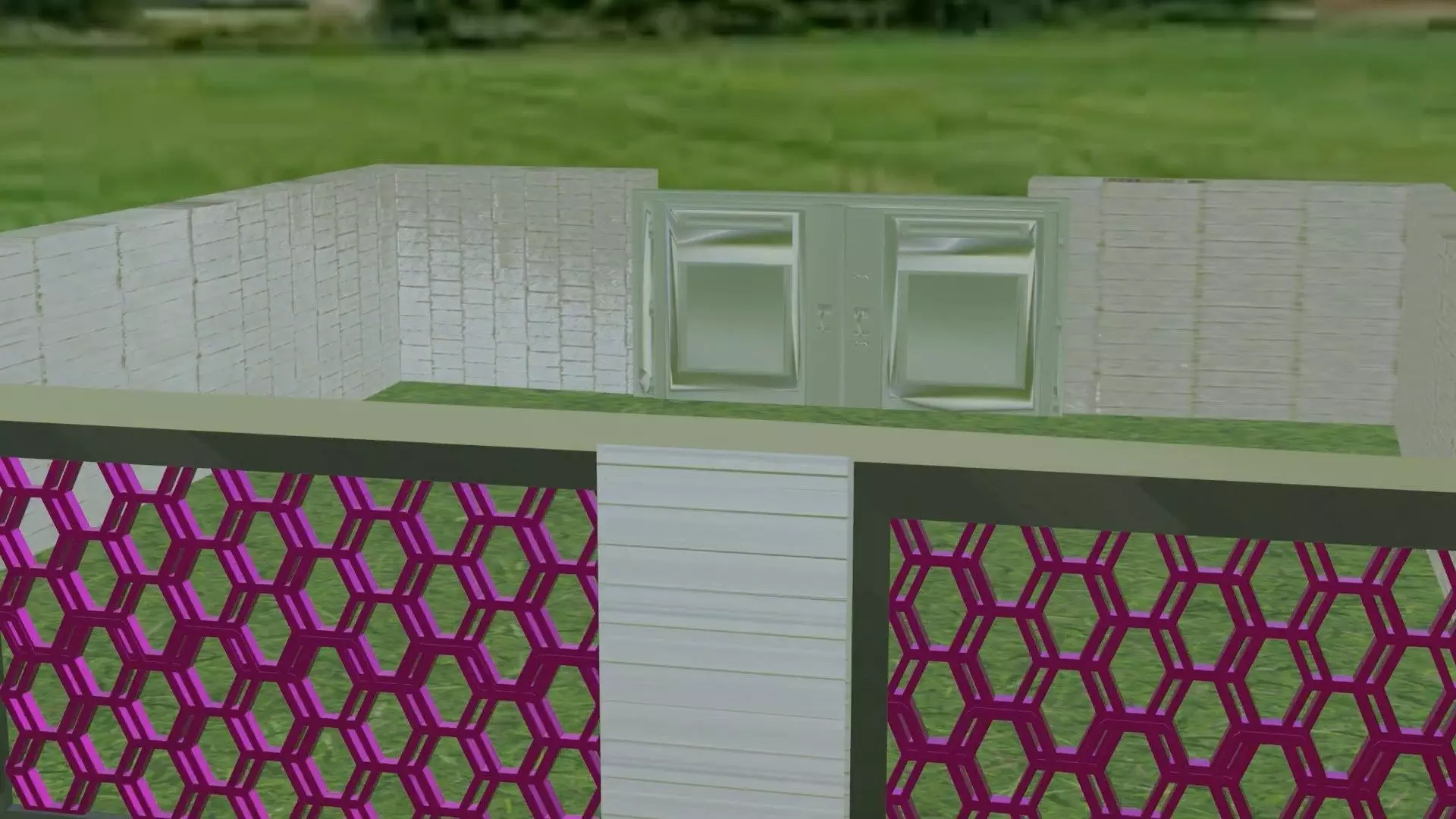 Luxury Villa Fence with Iron Gate Low-poly 3D model_4