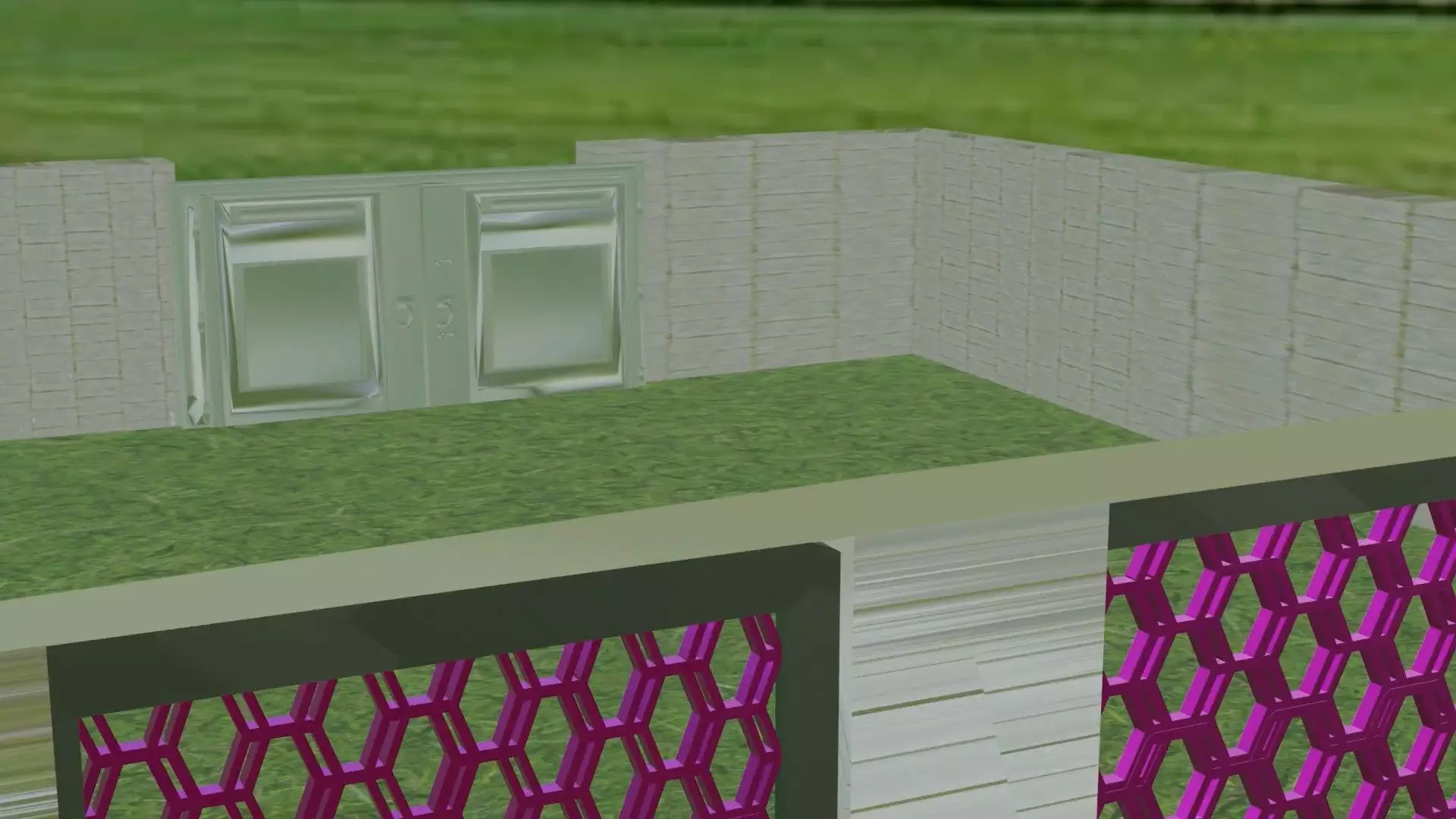 Luxury Villa Fence with Iron Gate Low-poly 3D model_3