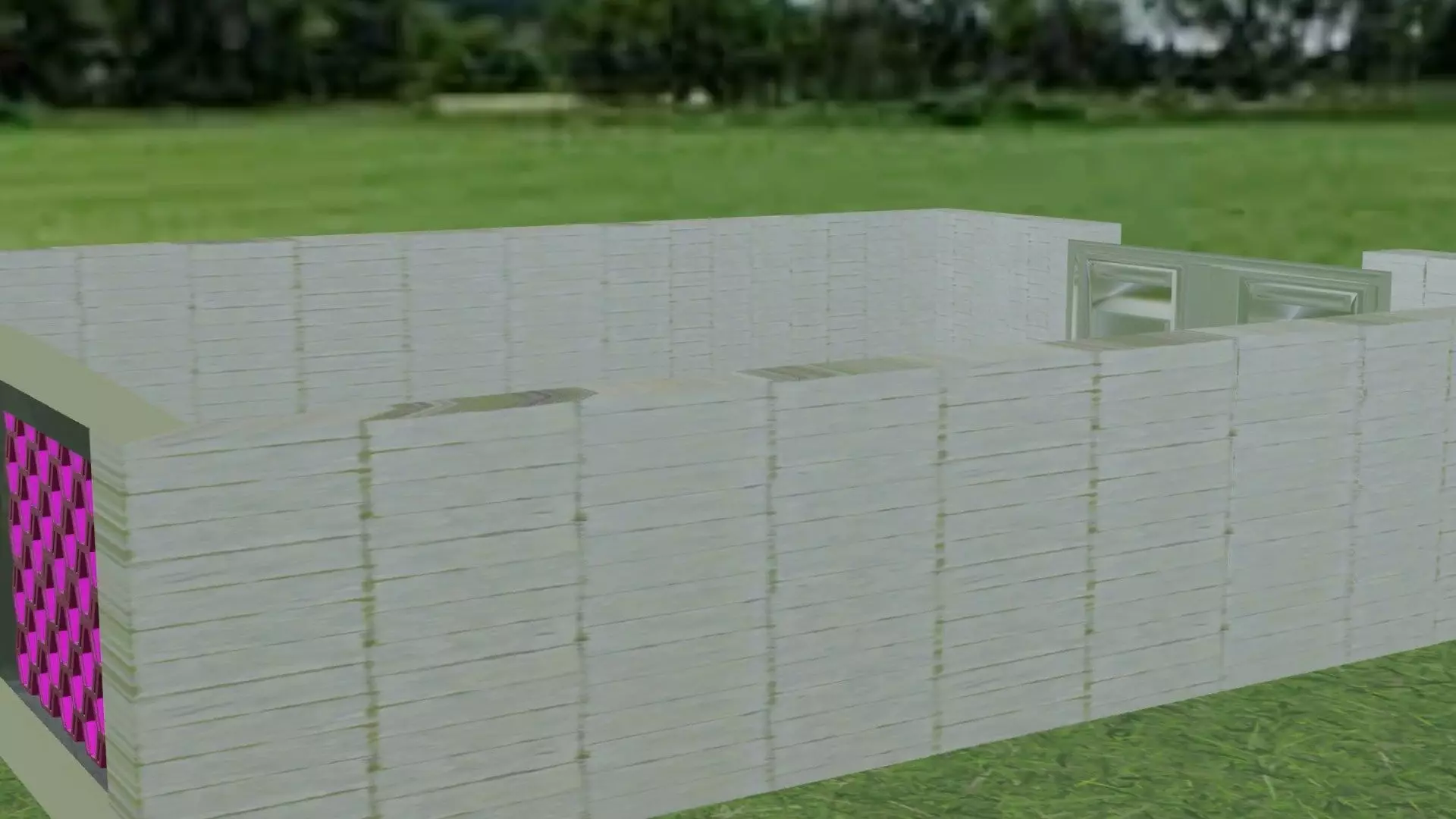 Luxury Villa Fence with Iron Gate Low-poly 3D model_5