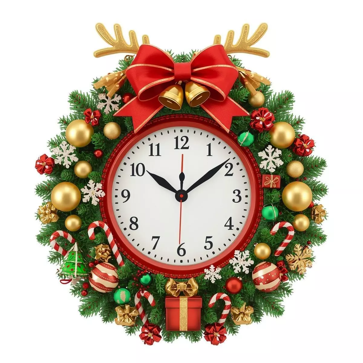 Christmas Wreath Clock 3D Model Luxurious Holiday Decor 3D model_0