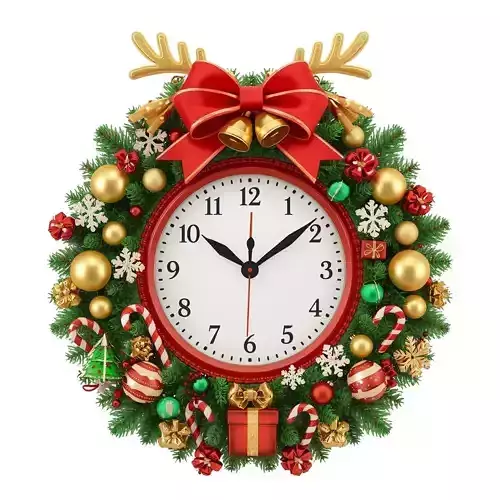 Christmas Wreath Clock 3D Model Luxurious Holiday Decor 3D model Christmas Wreath Clock 3D Model Luxurious Holiday Decor 3D model