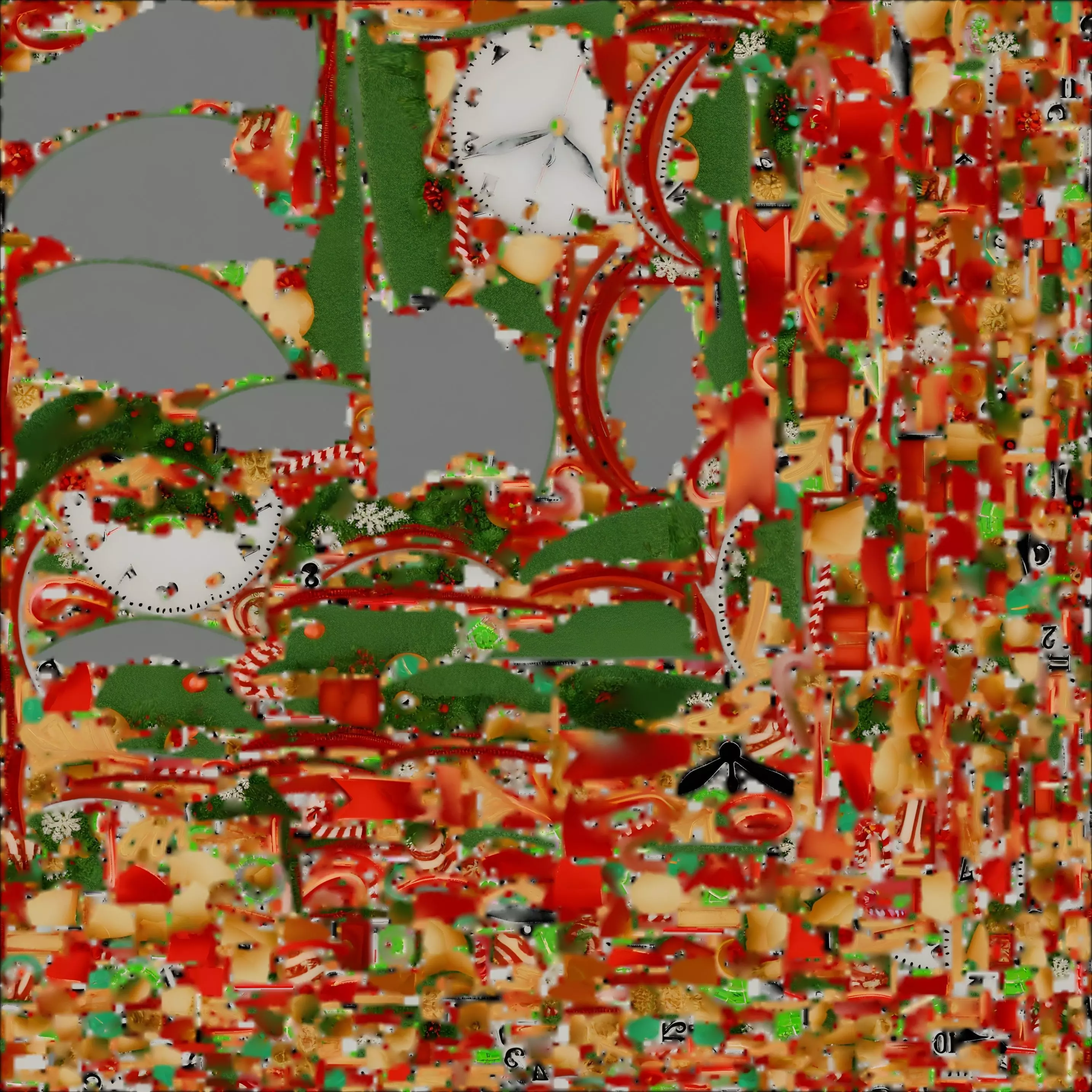 Christmas Wreath Clock 3D Model Luxurious Holiday Decor 3D model_1