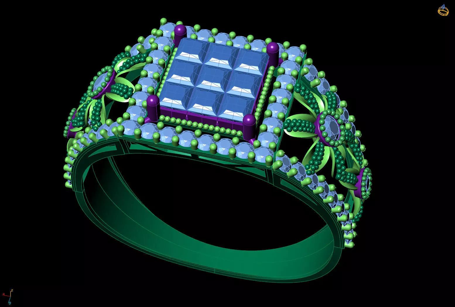 Invisible Set Cluster Ring Wide Floral Shank CAD for Printing 3D print model_3