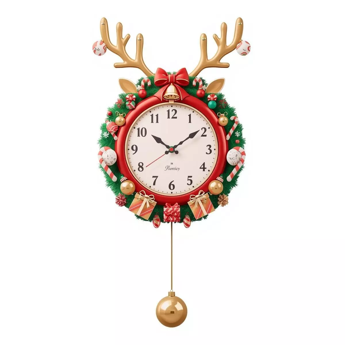 Christmas Pendulum Clock 3D Model Festive Wall Decor 3D model_0