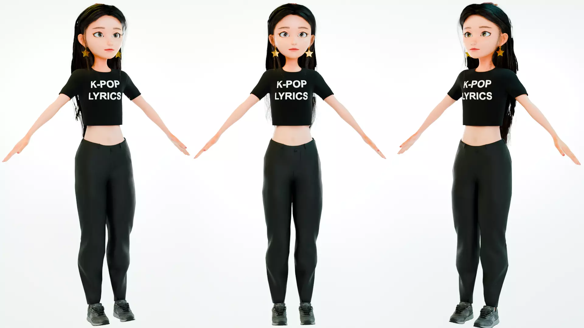Stylized Female Character Low-poly 3D model_0