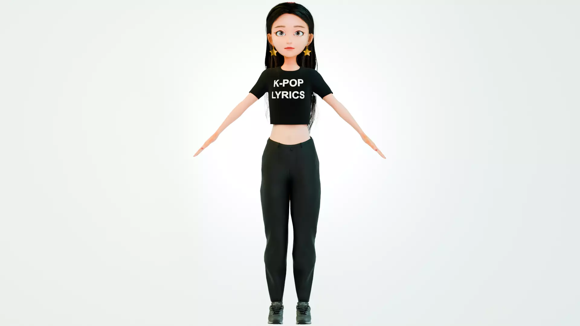Stylized Female Character Low-poly 3D model_2