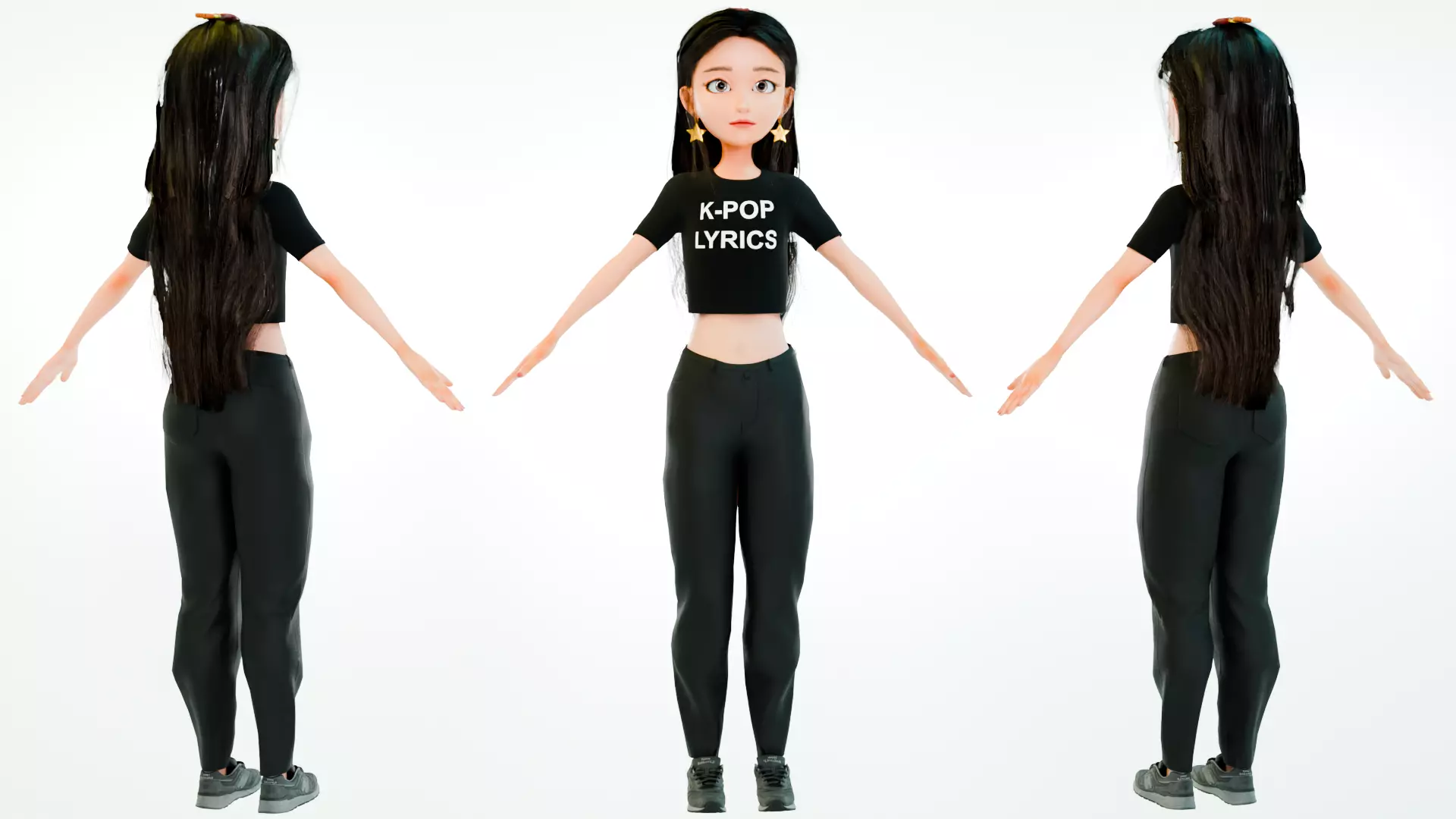 Stylized Female Character Low-poly 3D model_1
