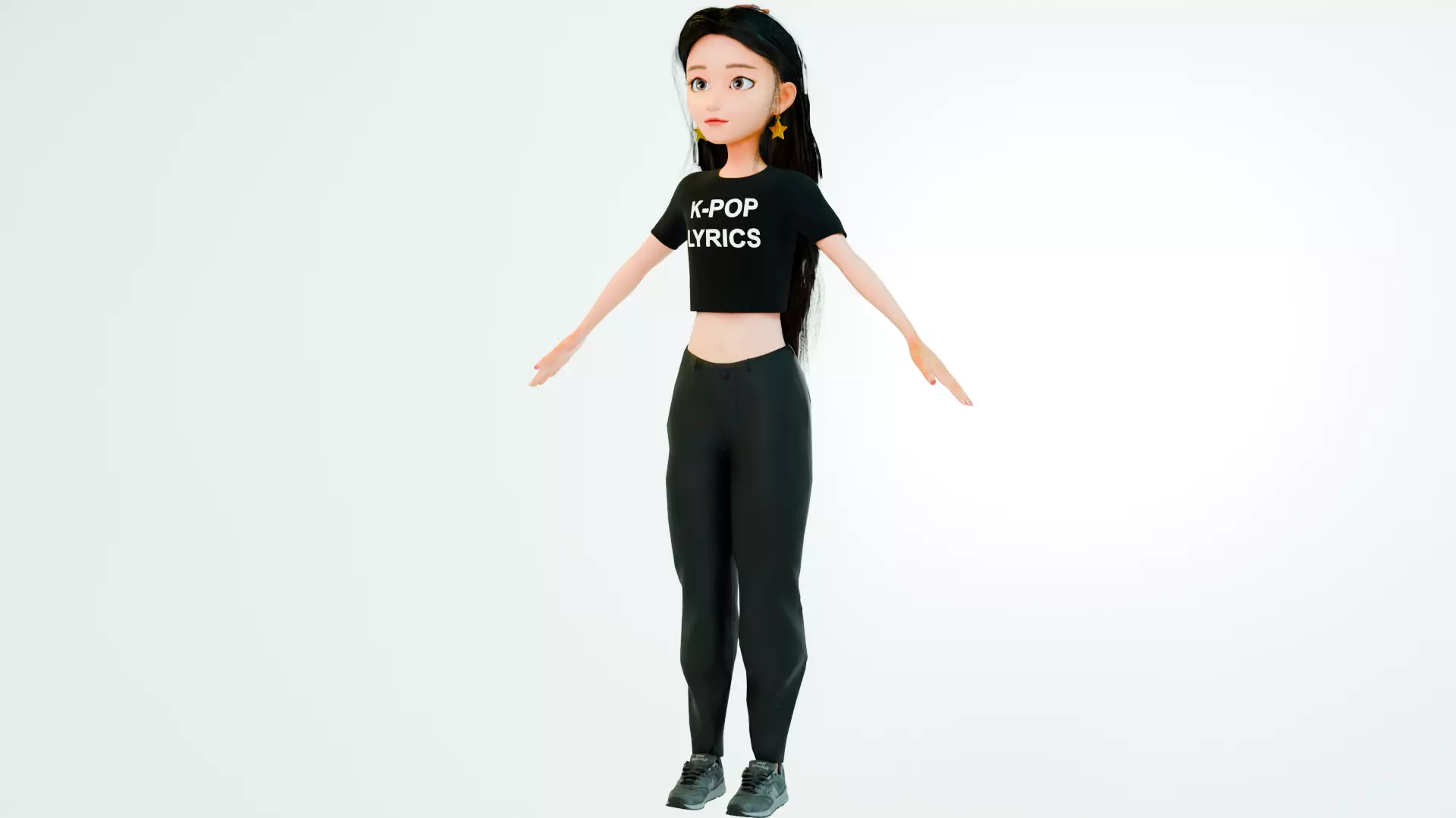 Stylized Female Character Low-poly 3D model_4