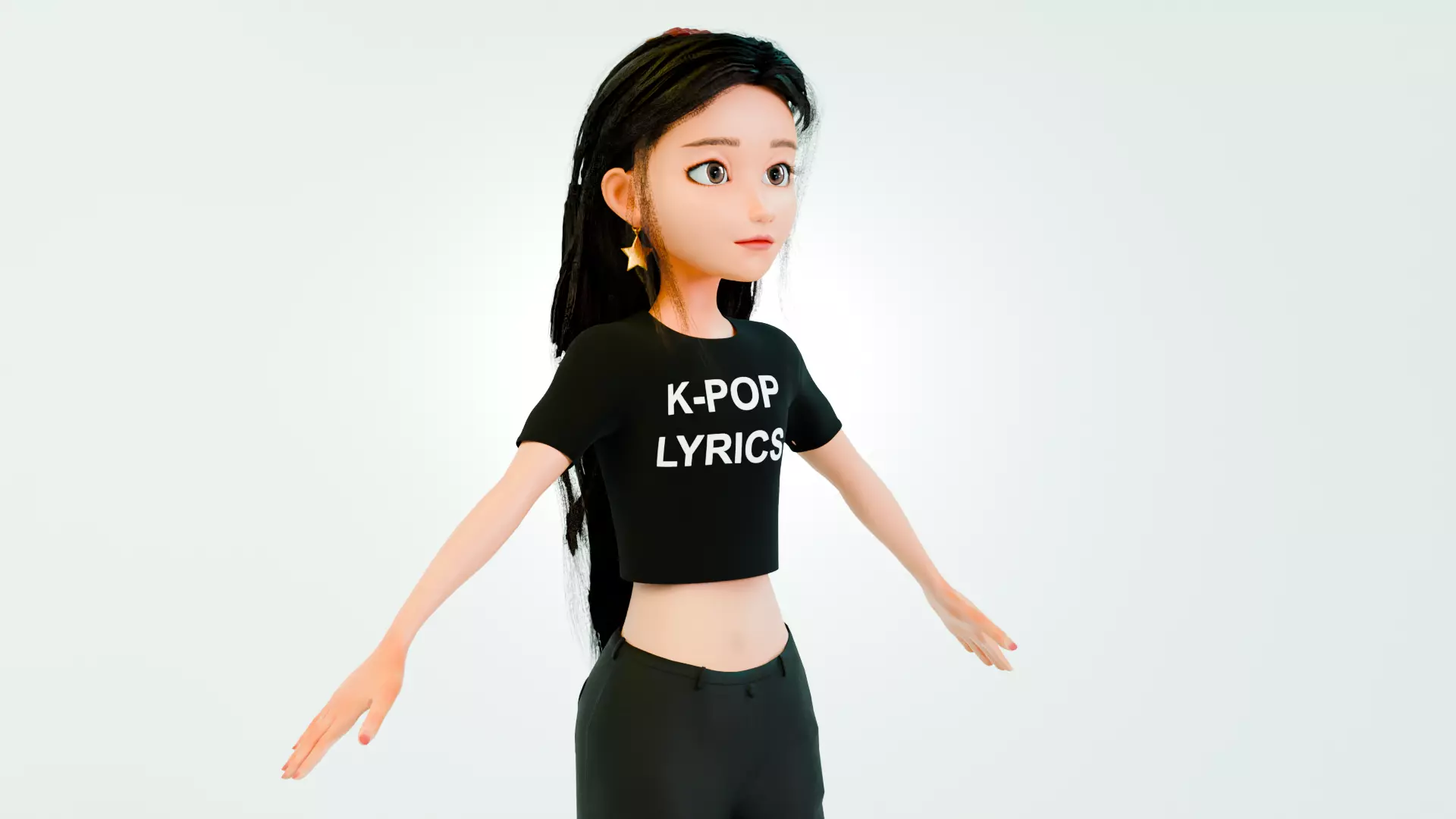 Stylized Female Character Low-poly 3D model_5