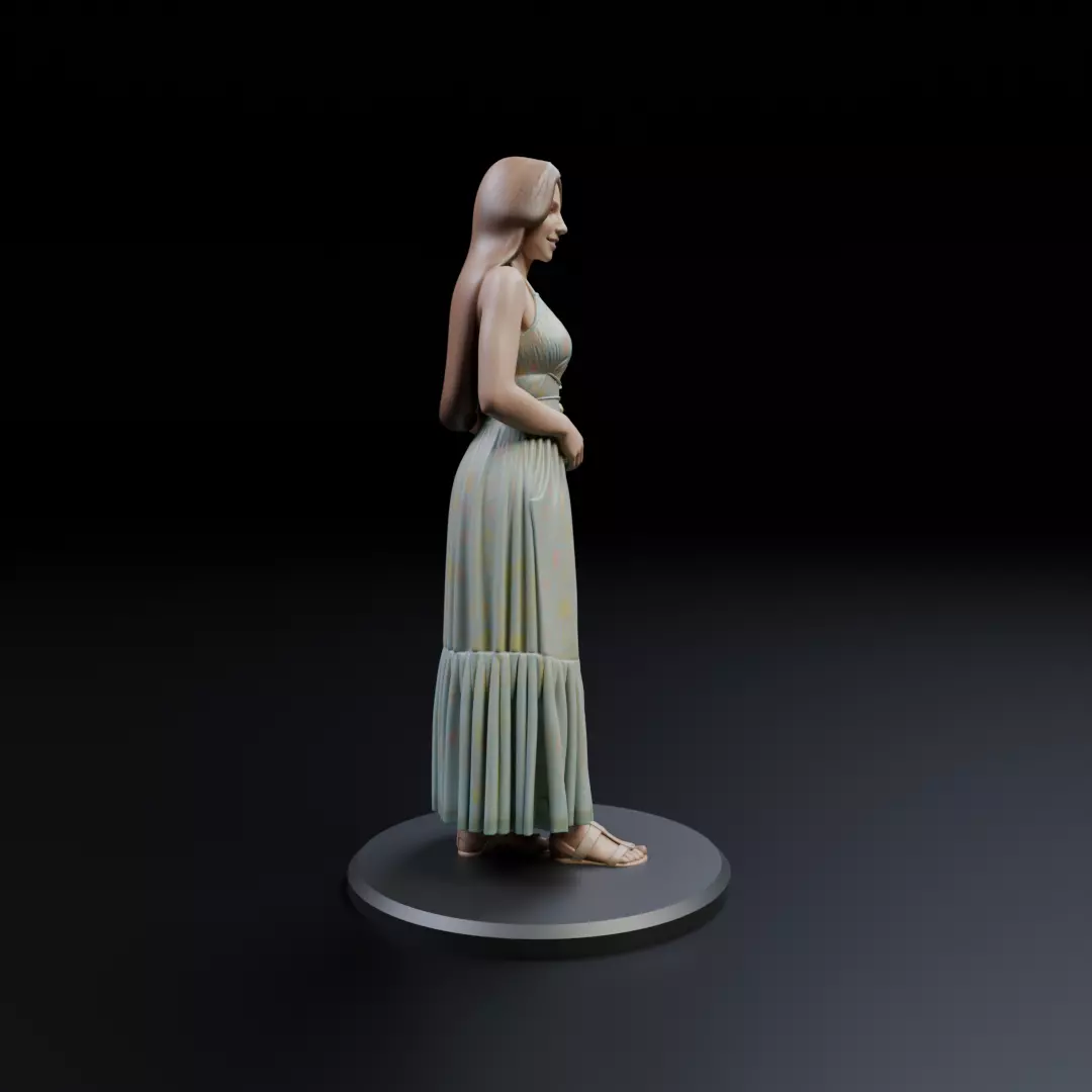 pin up woman dress model  3D print model_1
