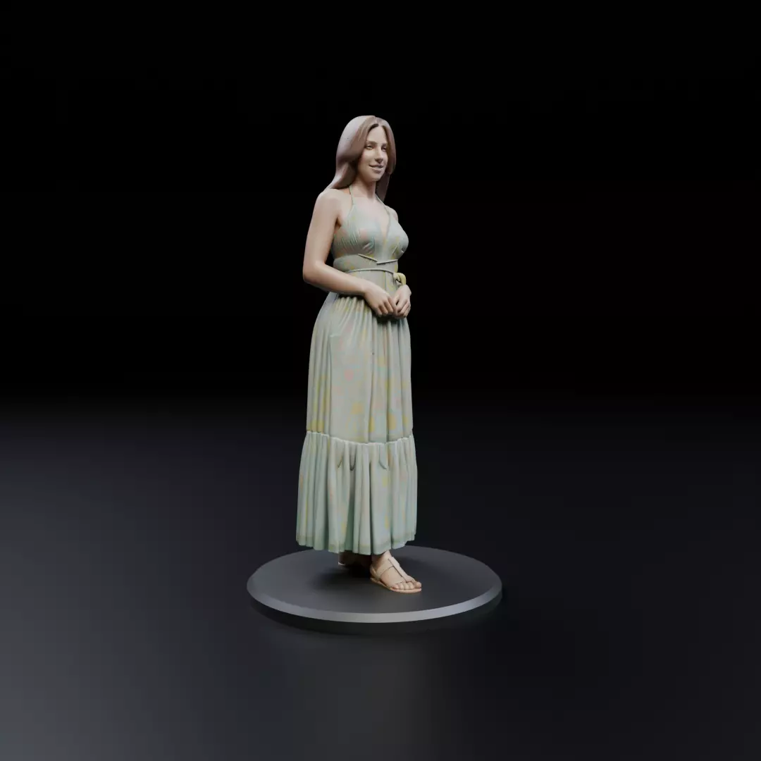 pin up woman dress model  3D print model_11