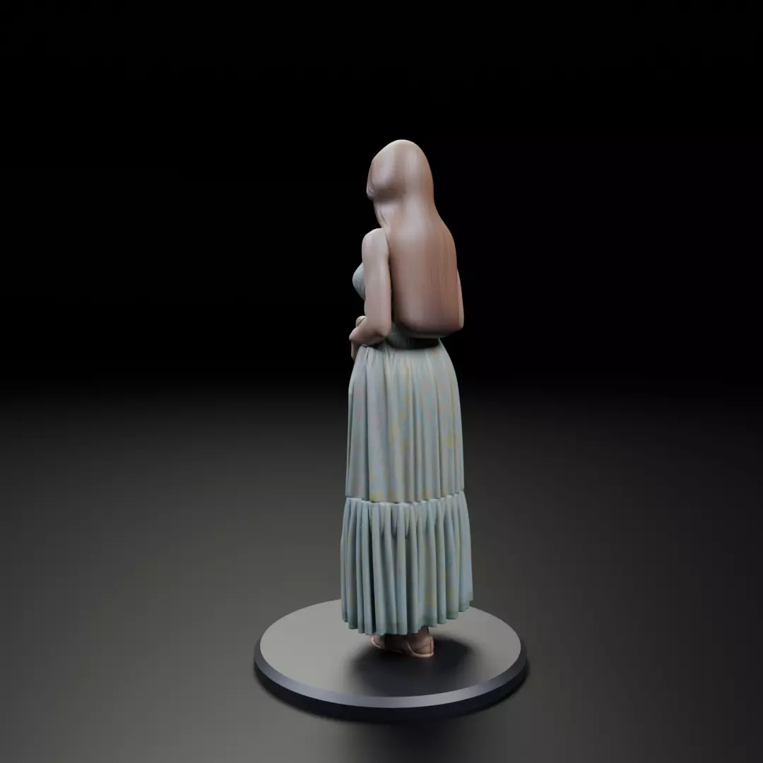 pin up woman dress model  3D print model_7