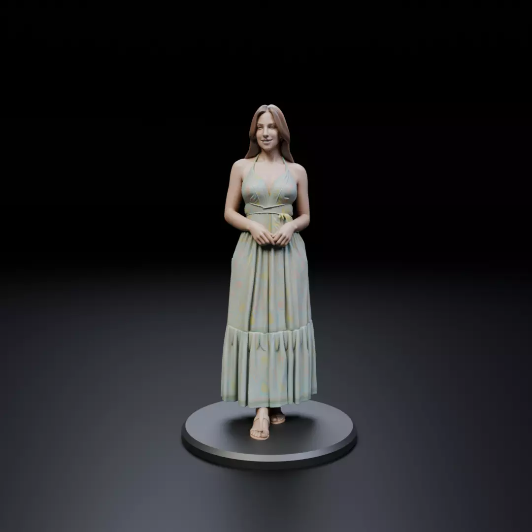 pin up woman dress model  3D print model_15