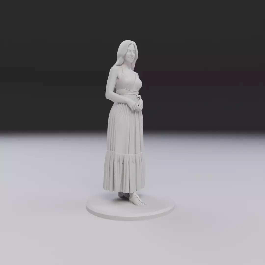 pin up woman dress model  3D print model_12