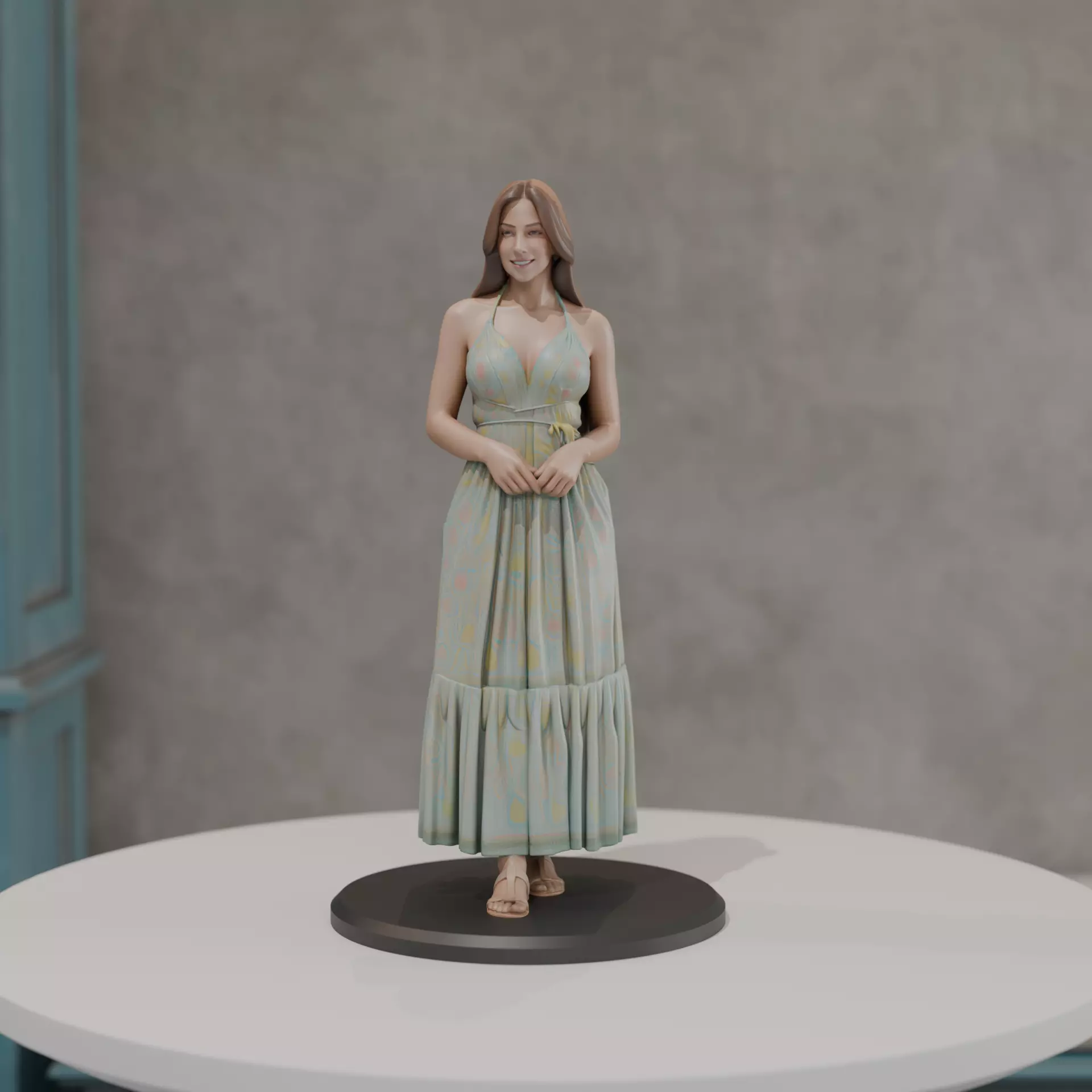 pin up woman dress model  3D print model_0