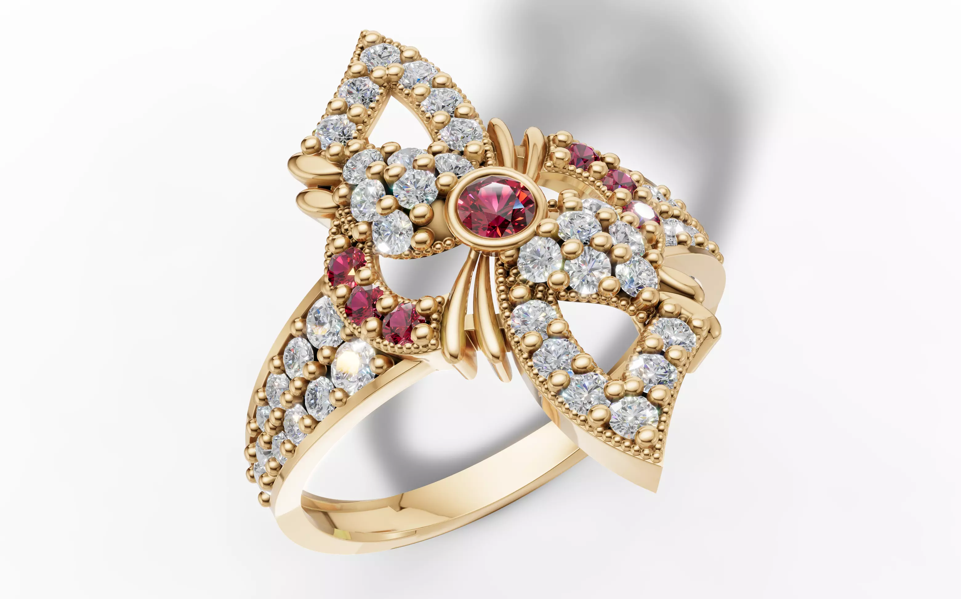 Wide Pave Butterfly Ring Ornate Bow Tie CAD for Printing 3D print model