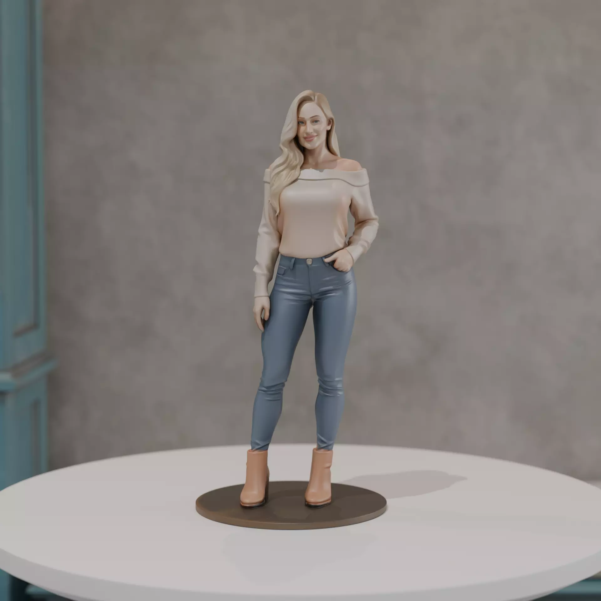 pin up woman modern clothing model 3D print model_0