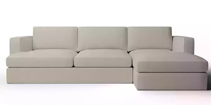 Serene Slipcovered Left Arm Loveseat with Chaise Sectional