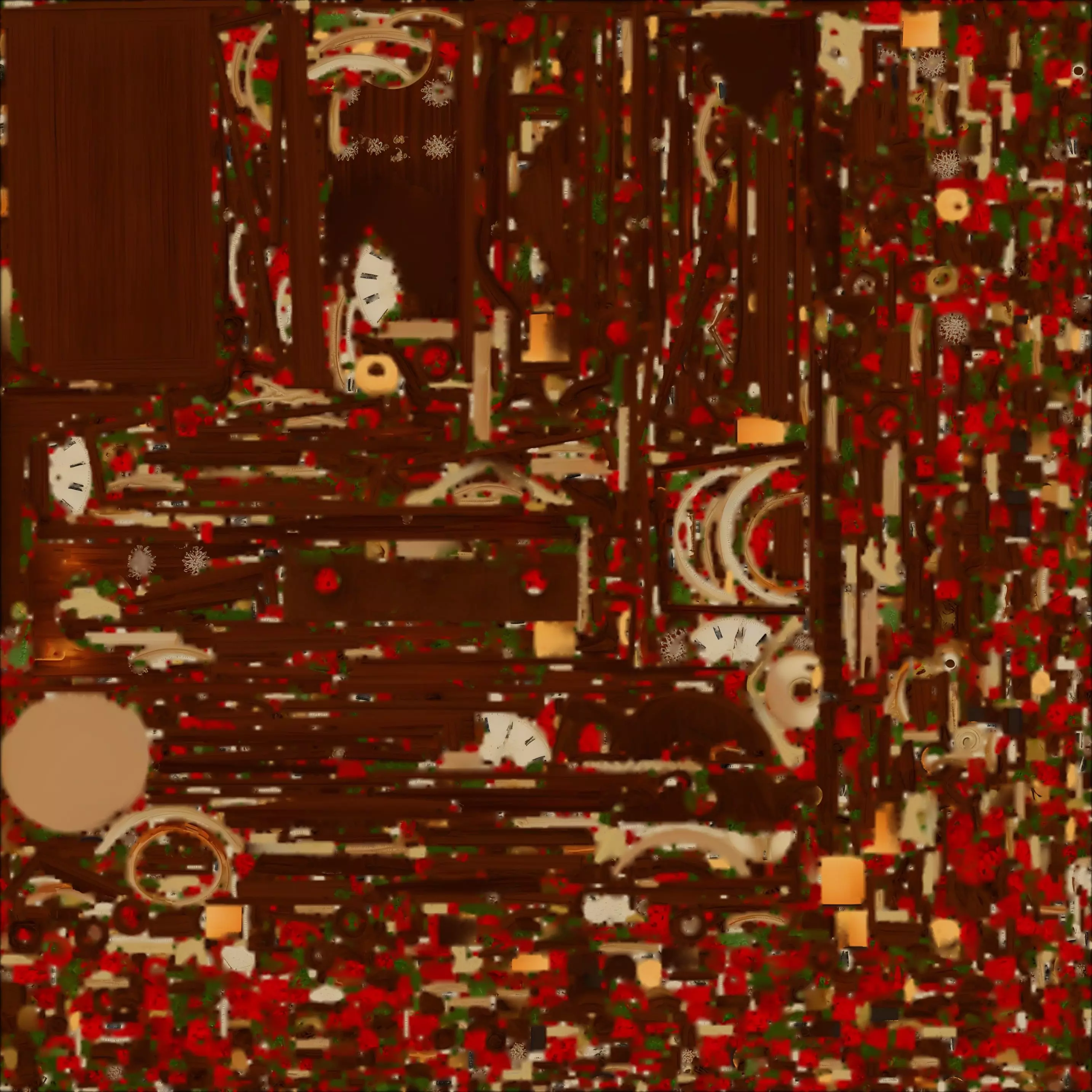 Vintage Christmas Clock 3D Model Ornate Wall Decor 3D model_1